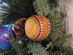 Christmas Ornaments: Unique Mexican Christmas Decor features festive patterns & bold colors, Hand Painted Wood Ornament for Christmas Tree