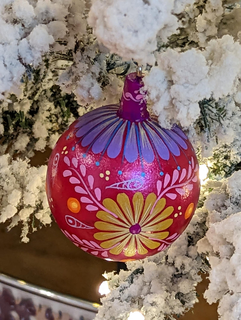 Christmas Ornaments: Unique Mexican Christmas Decor features festive patterns & bold colors, Hand Painted Wood Ornament for Christmas Tree