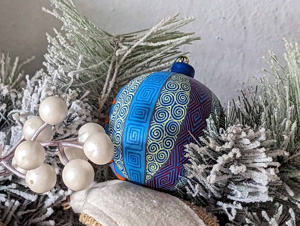 Christmas Ornaments: Unique Mexican Christmas Decor features festive patterns & bold colors, Hand Painted Wood Ornament for Christmas Tree