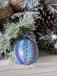 Christmas Ornaments: Unique Mexican Christmas Decor features festive patterns & bold colors, Hand Painted Wood Ornament for Christmas Tree