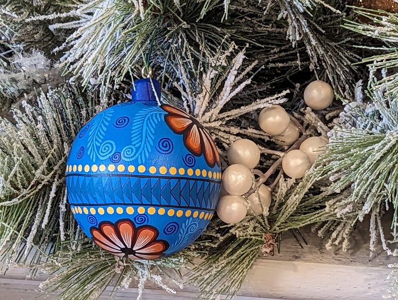 Christmas Ornaments: Unique Mexican Christmas Decor features festive patterns & bold colors, Hand Painted Wood Ornament for Christmas Tree