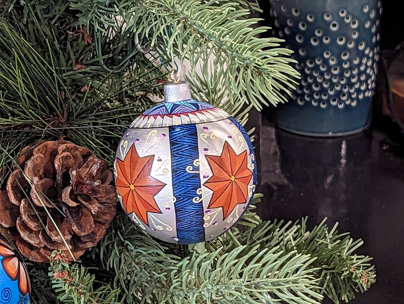 Christmas Ornaments: Unique Mexican Christmas Decor features festive patterns & bold colors, Hand Painted Wood Ornament for Christmas Tree