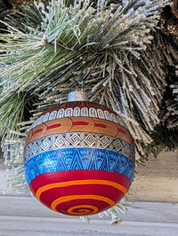 Christmas Ornaments: Unique Mexican Christmas Decor features festive patterns & bold colors, Hand Painted Wood Ornament for Christmas Tree