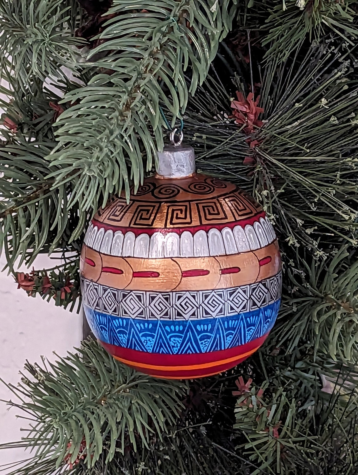 Christmas Ornaments: Unique Mexican Christmas Decor features festive patterns & bold colors, Hand Painted Wood Ornament for Christmas Tree
