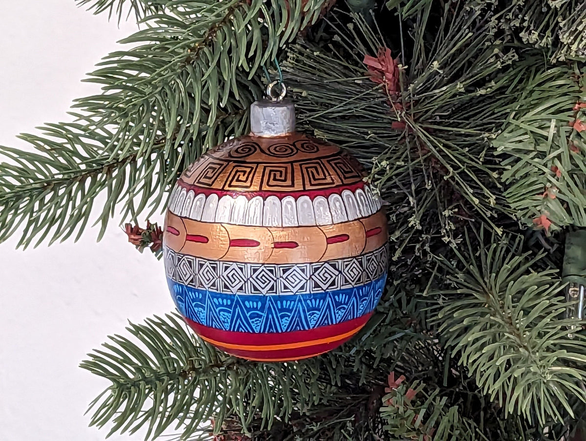 Christmas Ornaments: Unique Mexican Christmas Decor features festive patterns & bold colors, Hand Painted Wood Ornament for Christmas Tree