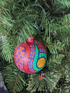 Christmas Tree Ornaments, Hand Painted Wood Ornament for Christmas Tree is Mexican Christmas Decor of festive holiday patterns & bold colors