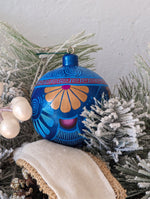 Christmas Tree Ornaments, Hand Painted Wood Ornament for Christmas Tree is Mexican Christmas Decor of festive holiday patterns & bold colors