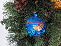 Christmas Tree Ornaments, Hand Painted Wood Ornament for Christmas Tree is Mexican Christmas Decor of festive holiday patterns & bold colors