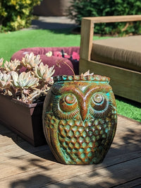 Mexican Owl Planter Pot for Indoor Home Decor or Outdoor Garden Decorations, Medium Owl, Reddish Brown