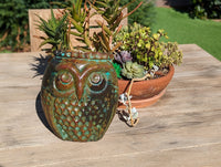 Mexican Owl Planter Pot for Indoor Home Decor or Outdoor Garden Decorations, Medium Owl, Reddish Brown
