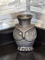 Black Owl Vase in Clay, Dried Flower Pot, Handmade Mexican Pottery from Atzompa, Mexico, Home Decor, Indoor Decor, Floral Centerpiece