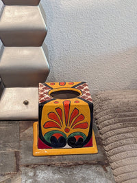 Facial Tissue Holder, Square Tissue Box, Talavera Pottery, Handmade in Mexico, 5" Tall Tissue Case