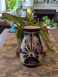 Blue Talavera Ceramic Vase | Handmade Mexican Pottery is Decorative Vase, Dried or Fresh Flowers, Colorful Home Decor