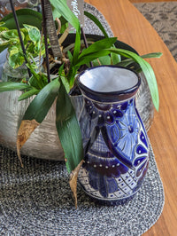 Blue Talavera Ceramic Vase | Handmade Mexican Pottery is Decorative Vase, Dried or Fresh Flowers, Colorful Home Decor