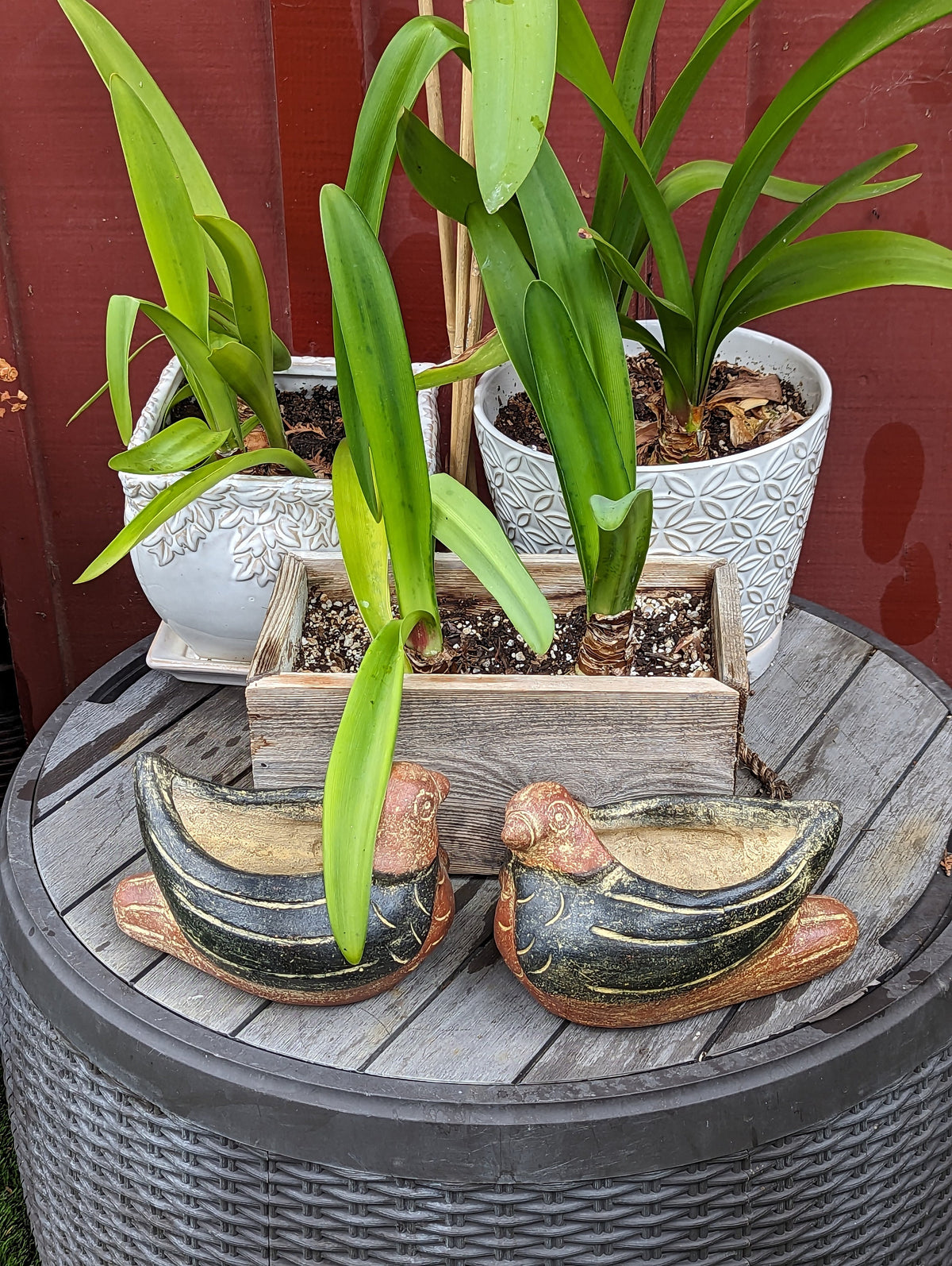 Dove Flower Pots (2), Mexican Clay Pottery for Indoor or Outdoor Home Decor, Pair of Two Small Planters for Yard, Garden or Porch Decor