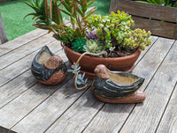 Dove Flower Pots (2), Mexican Clay Pottery for Indoor or Outdoor Home Decor, Pair of Two Small Planters for Yard, Garden or Porch Decor