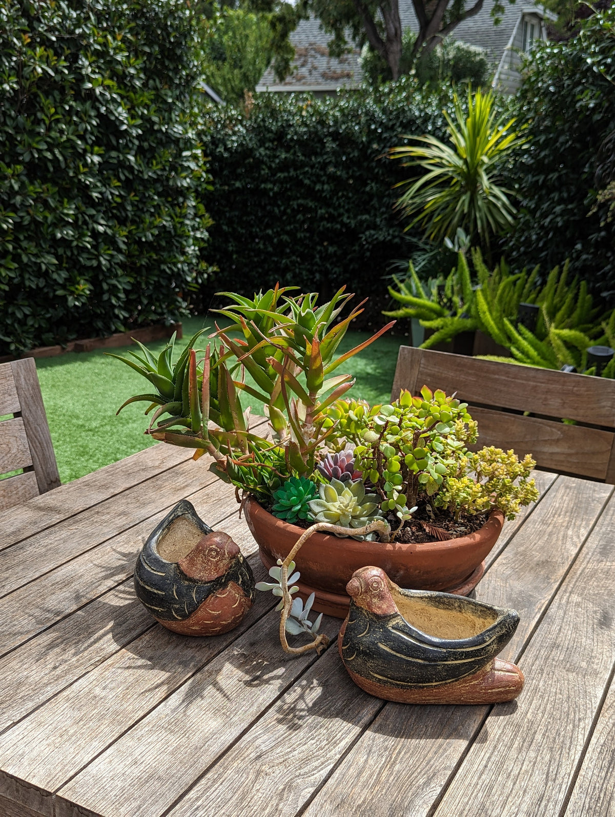 Dove Flower Pots (2), Mexican Clay Pottery for Indoor or Outdoor Home Decor, Pair of Two Small Planters for Yard, Garden or Porch Decor