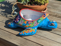 Talavera Turtle Planter, Handmade Mexican Pottery for Succulents or Flowers or Garden Decor, Ceramic Flower Pot for Outdoor or Home Decor