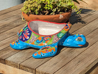 Talavera Turtle Planter, Handmade Mexican Pottery for Succulents or Flowers or Garden Decor, Ceramic Flower Pot for Outdoor or Home Decor