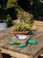 Talavera Turtle Planter, Handmade Mexican Pottery for Succulents or Flowers or Garden Decor, Ceramic Flower Pot for Outdoor or Home Decor