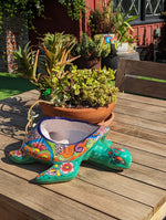 Talavera Turtle Planter, Handmade Mexican Pottery for Succulents or Flowers or Garden Decor, Ceramic Flower Pot for Outdoor or Home Decor