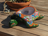 Talavera Turtle Planter, Handmade Mexican Pottery for Succulents or Flowers or Garden Decor, Ceramic Flower Pot for Outdoor or Home Decor