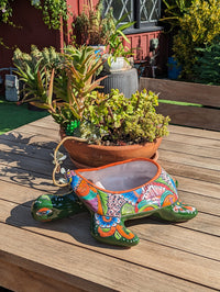 Talavera Turtle Planter, Handmade Mexican Pottery for Succulents or Flowers or Garden Decor, Ceramic Flower Pot for Outdoor or Home Decor