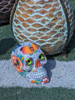 Halloween Skull Decor for Trick or Treat or Halloween Party, Holiday Decor or Seasonal Yard Decor, Handmade Mexican Talavera Pottery 12" H