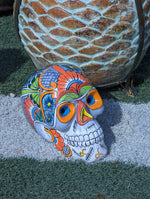 Halloween Skull Decor for Trick or Treat or Halloween Party, Holiday Decor or Seasonal Yard Decor, Handmade Mexican Talavera Pottery 12" H