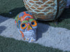 Halloween Skull Decor for Trick or Treat or Halloween Party, Holiday Decor or Seasonal Yard Decor, Handmade Mexican Talavera Pottery 12" H