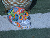 Halloween Skull Decor for Trick or Treat or Halloween Party, Holiday Decor or Seasonal Yard Decor, Handmade Mexican Talavera Pottery 12" H