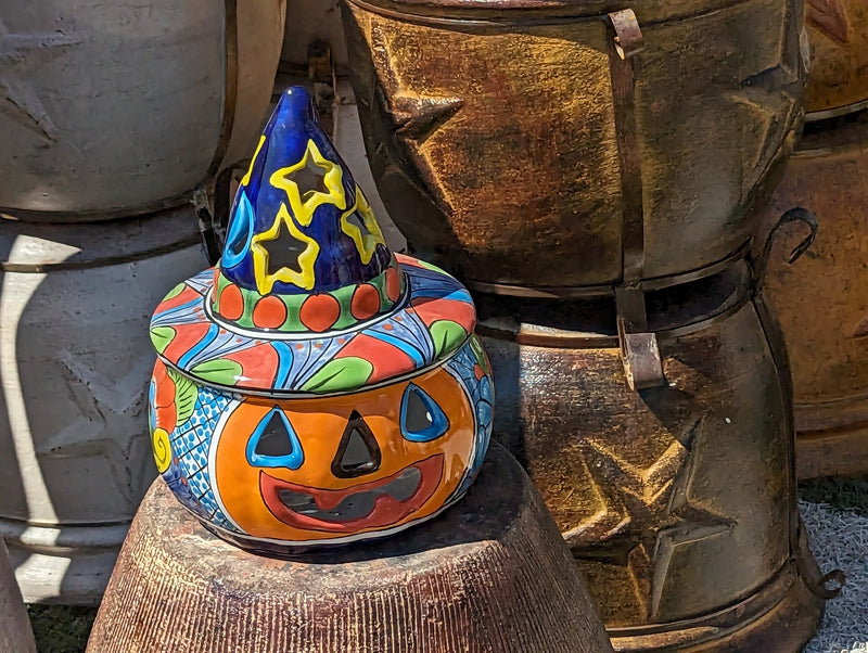 Pumpkin Halloween Talavera Pottery, Decorative Pumpkin, Handmade Mexican Talavera Art, Fall Garden Decor, Talavera Halloween Decor, Large