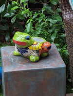 Colorful Frog Flower Pot, Ceramic Planter, Talavera Pottery, Indoor Outdoor Planter, Talavera Pot, Mexican Planter, Small Pot