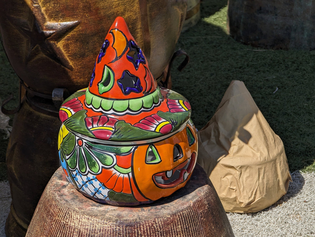 Pumpkin Halloween Talavera Pottery, Decorative Pumpkin, Handmade Mexican Talavera Art, Fall Garden Decor, Talavera Halloween Decor, Large