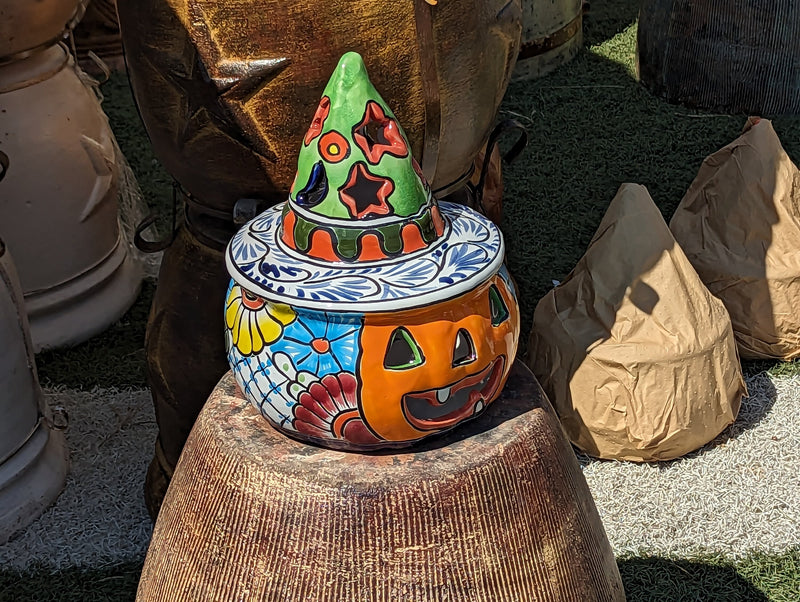 Pumpkin Halloween Talavera Pottery, Decorative Pumpkin, Handmade Mexican Talavera Art, Fall Garden Decor, Talavera Halloween Decor, Large