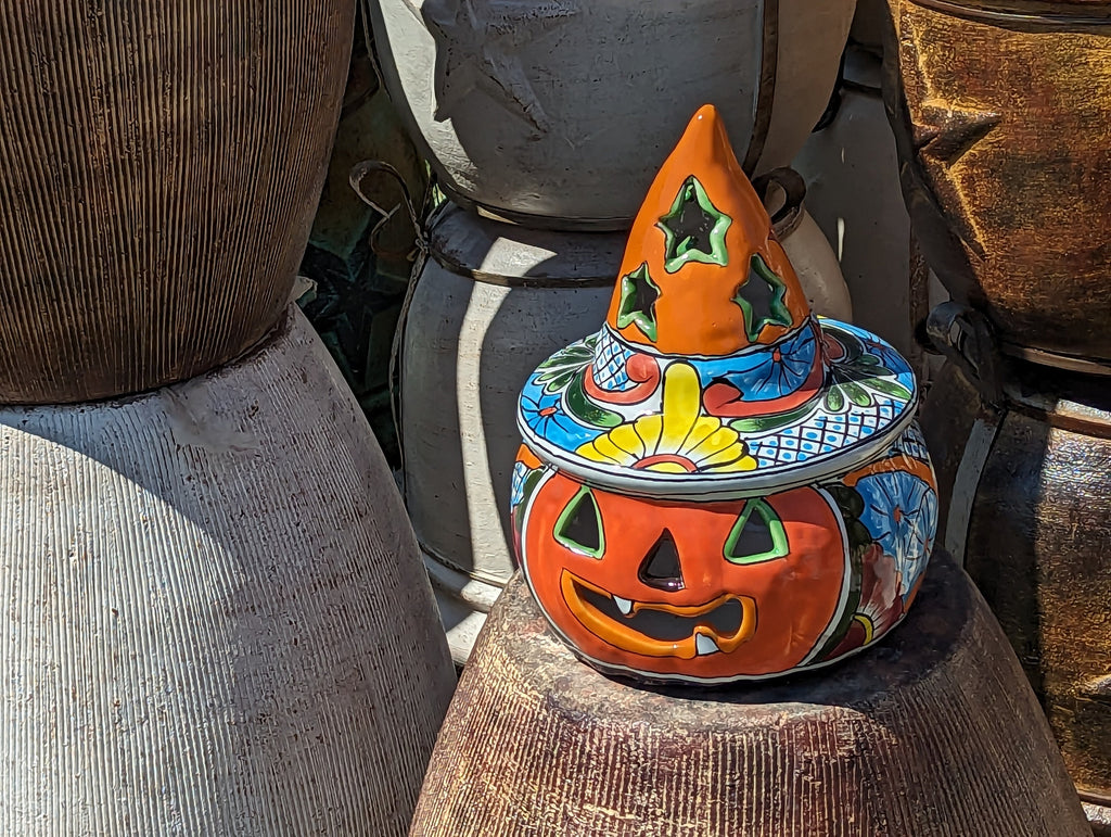 Pumpkin Halloween Talavera Pottery, Decorative Pumpkin, Handmade Mexican Talavera Art, Fall Garden Decor, Talavera Halloween Decor, Large