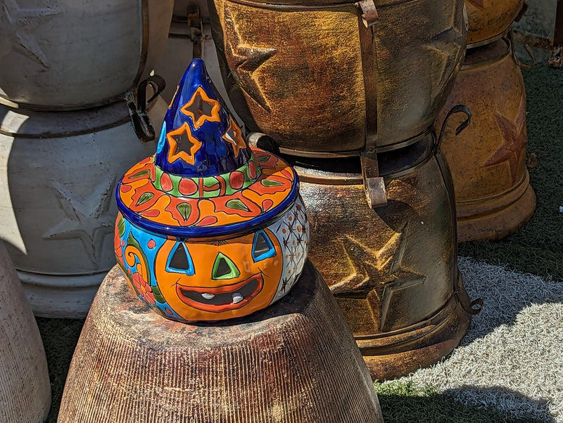 Pumpkin Halloween Talavera Pottery, Decorative Pumpkin, Handmade Mexican Talavera Art, Fall Garden Decor, Talavera Halloween Decor, Large