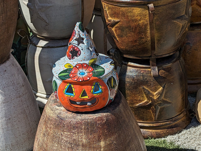 Pumpkin Halloween Talavera Pottery, Decorative Pumpkin, Handmade Mexican Talavera Art, Fall Garden Decor, Talavera Halloween Decor, Large