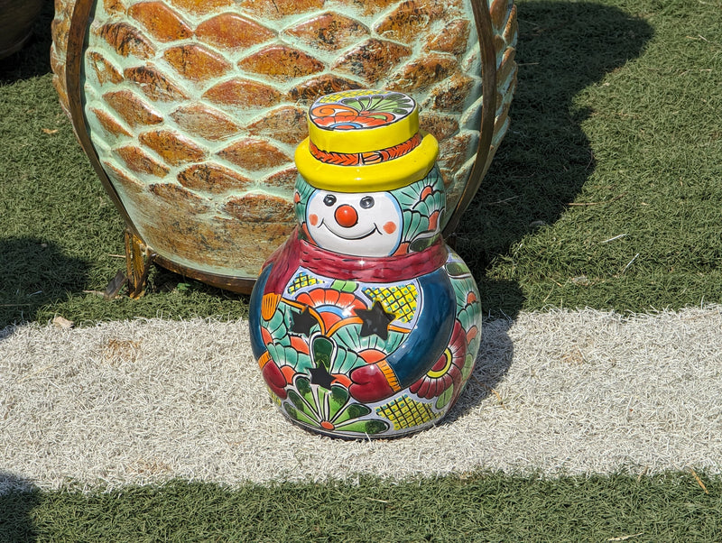 Frosty the Snowman Christmas Yard Art, Talavera Pottery, Porch Snowman, Snowman Porch Decor, Snowman Yard Art, Handmade In Mexico
