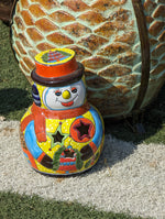 Frosty the Snowman Christmas Yard Art, Talavera Pottery, Porch Snowman, Snowman Porch Decor, Snowman Yard Art, Handmade In Mexico