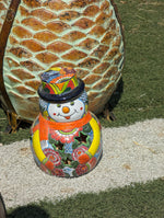 Frosty the Snowman Christmas Yard Art, Talavera Pottery, Porch Snowman, Snowman Porch Decor, Snowman Yard Art, Handmade In Mexico