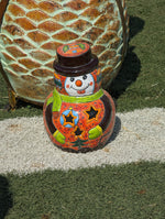 Frosty the Snowman Christmas Yard Art, Talavera Pottery, Porch Snowman, Snowman Porch Decor, Snowman Yard Art, Handmade In Mexico