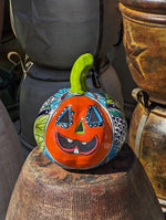 Unique Halloween Pumpkin for Trick or Treat Party, Halloween Gift or Seasonal Fall Decor, Handmade Mexican Talavera Pottery