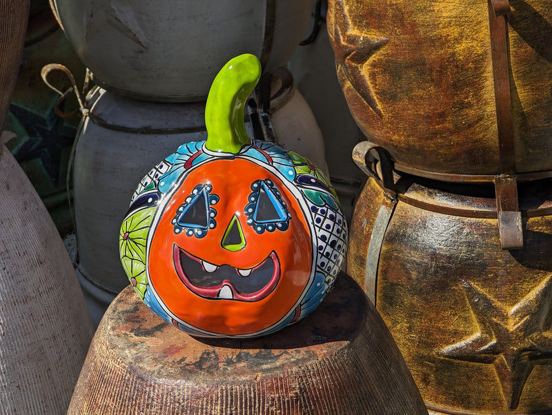 Unique Halloween Pumpkin for Trick or Treat Party, Halloween Gift or Seasonal Fall Decor, Handmade Mexican Talavera Pottery