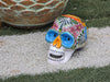 Halloween Skull Decor for Trick or Treat or Halloween Party, Holiday Decor or Seasonal Yard Decor, Handmade Mexican Talavera Pottery 9.5" H