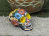 Halloween Skull Decor for Trick or Treat or Halloween Party, Holiday Decor or Seasonal Yard Decor, Handmade Mexican Talavera Pottery 9.5" H