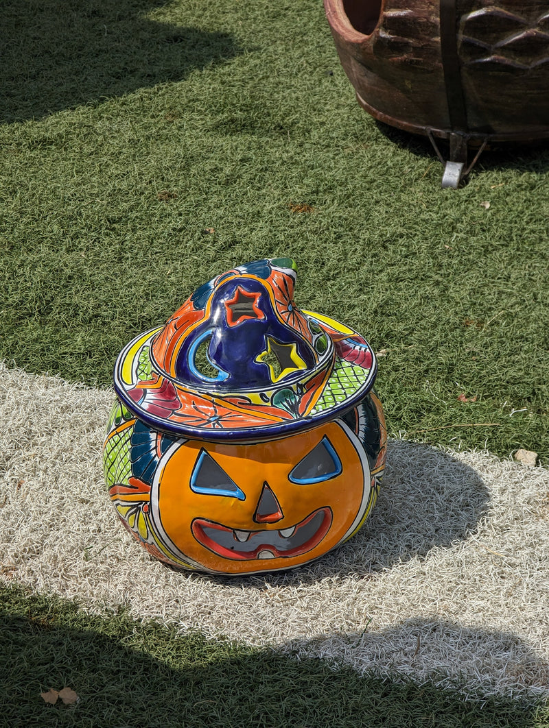 Pumpkin Halloween Decor, Indoor Halloween Party Decor or Outdoor Fall Decor, Handmade Mexican Talavera Pottery Home Decoration