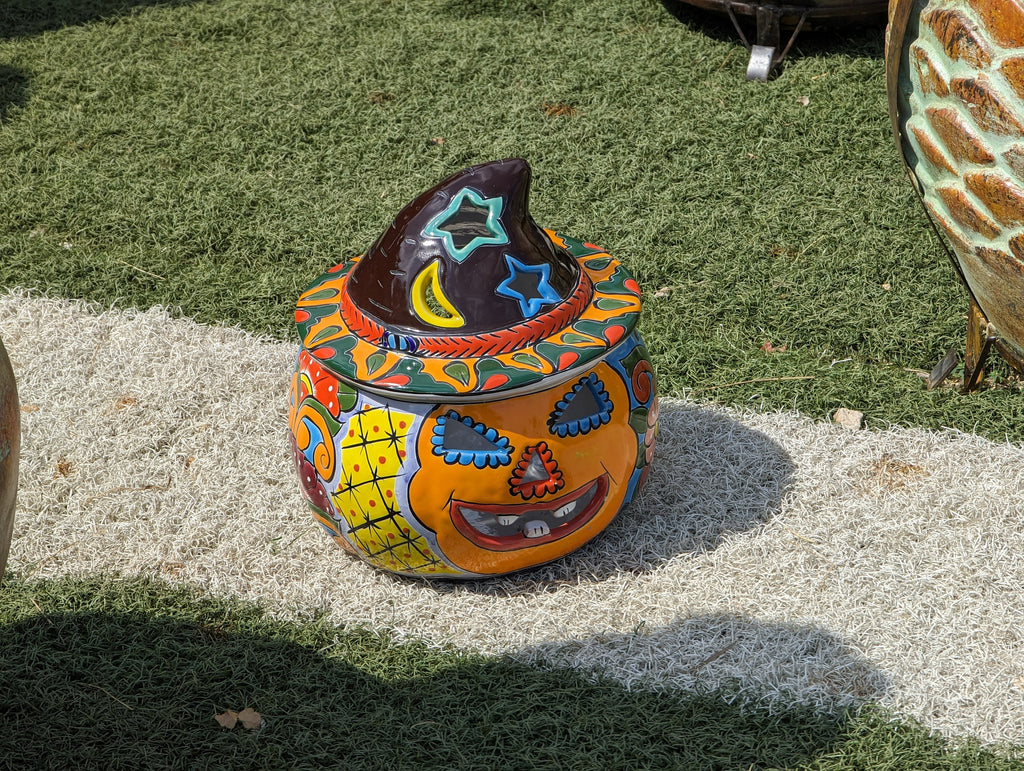 Pumpkin Halloween Decor, Indoor Halloween Party Decor or Outdoor Fall Decor, Handmade Mexican Talavera Pottery Home Decoration