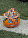 Pumpkin Halloween Decor, Indoor Halloween Party Decor or Outdoor Fall Decor, Handmade Mexican Talavera Pottery Home Decoration