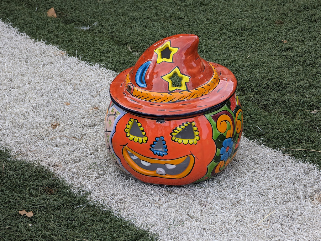 Pumpkin Halloween Decor, Indoor Halloween Party Decor or Outdoor Fall Decor, Handmade Mexican Talavera Pottery Home Decoration